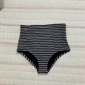 Urban Outfitters Out From Under High Waisted Black Striped Swimsuit Bottoms
